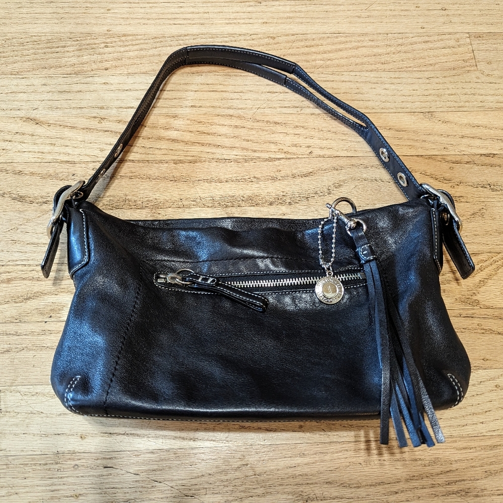 Y2K Coach East West Legacy Duffle Tassel Black Leather Shoulder Bag 1417